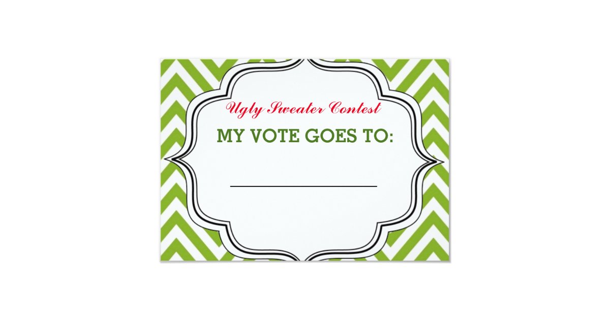 Ugly Sweater Party Contest Voting Ballot Card Zazzle