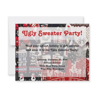 Ugly Sweater Party Invitations, Retro Red & Green invitation