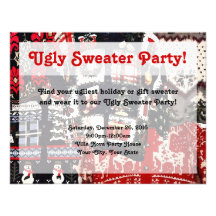 Ugly Sweater Party Invitations, Retro Red & Green
