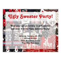 Ugly Sweater Party Invitations, Retro Red & Green