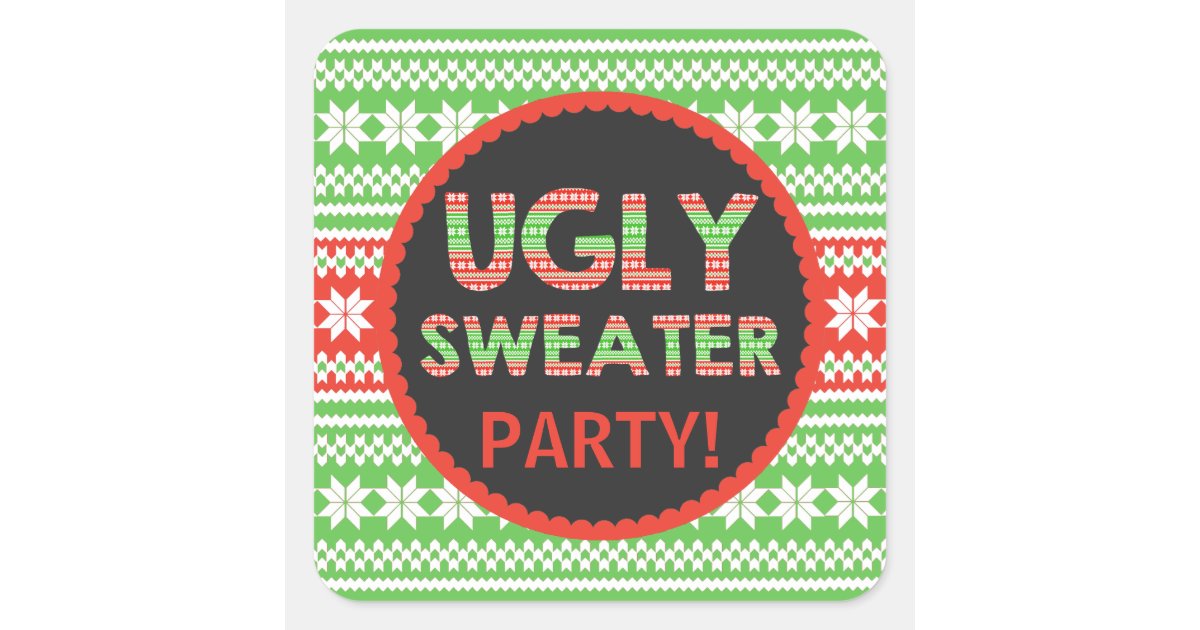 Ugly Sweater Word Art Christmas Party Sticker Zazzle