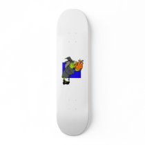 Ugly witch kissing scared pumpkin skateboards