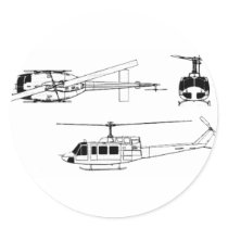 UH1 Huey Blueprint (Iriquois) Round Stickers