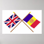 UK and Andorra Crossed Flags Posters