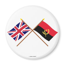 UK and Angola Crossed Flags Fridge Magnets