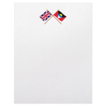 UK and Antigua & Barbuda Crossed Flags Personalized Letterhead