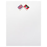 UK and Antigua &amp; Barbuda Crossed Flags Personalized Letterhead