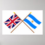 UK and Argentina Crossed Flags Posters