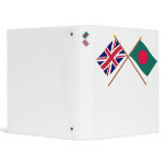 UK and Bangladesh Crossed Flags 3 Ring Binder