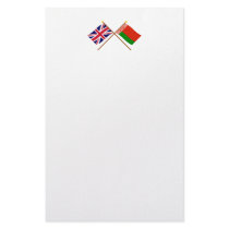 UK and Belarus Crossed Flags Stationery Design
