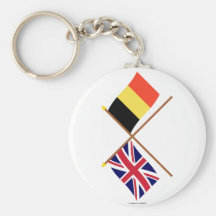 UK and Belgium Crossed Flags Key Chains