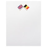UK and Belgium Crossed Flags Personalized Letterhead