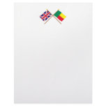 UK and Benin Crossed Flags Personalized Letterhead