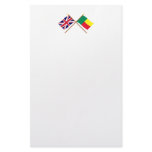 UK and Benin Crossed Flags Custom Stationery