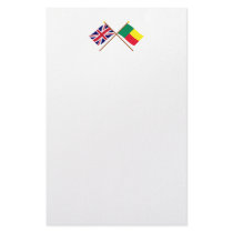 UK and Benin Crossed Flags Custom Stationery