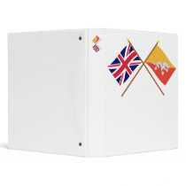 UK and Bhutan Crossed Flags 3 Ring Binder