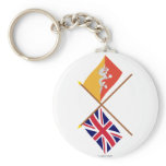 UK and Bhutan Crossed Flags Key Chains