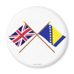 UK and Bosnia & Herzegovina Crossed Flags Refrigerator Magnet