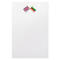 UK and Bulgaria Crossed Flags Personalized Stationery