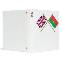 UK and Burkina Faso Crossed Flags 3 Ring Binder
