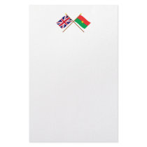 UK and Burkina Faso Crossed Flags Custom Stationery
