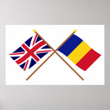 UK and Chad Crossed Flags Print