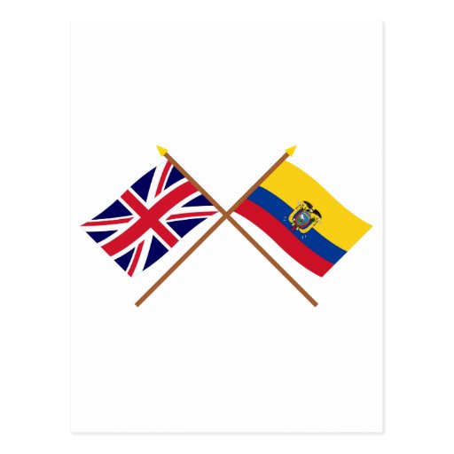 UK and Ecuador Crossed Flags Post Card