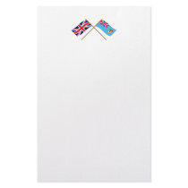 UK and Fiji Crossed Flags Custom Stationery