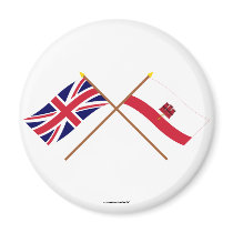 UK and Gibraltar Crossed Flags Fridge Magnets