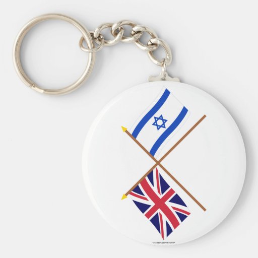 UK and Israel Crossed Flags Keychains
