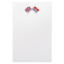 UK and Kiribati Crossed Flags Customized Stationery
