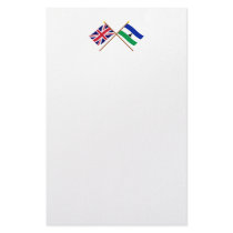 UK and Lesotho Crossed Flags Custom Stationery