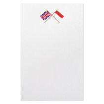 UK and Monaco Crossed Flags Customized Stationery