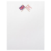 UK and North Cyprus Crossed Flags Customized Letterhead