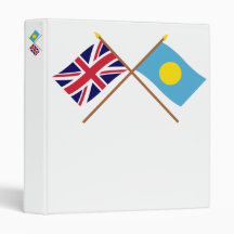 UK and Palau Crossed Flags 3 Ring Binders