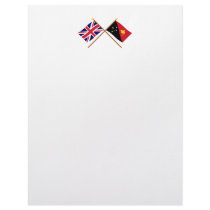 UK and Papua-New Guinea Crossed Flags Personalized Letterhead