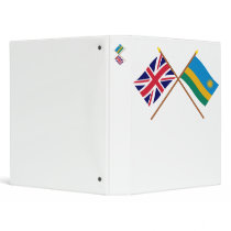 UK and Rwanda Crossed Flags 3 Ring Binders