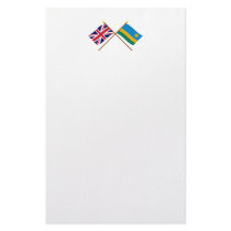 UK and Rwanda Crossed Flags Stationery Paper