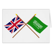 UK and Saudi Arabia Crossed Flags Greeting Cards