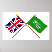 UK and Saudi Arabia Crossed Flags Posters