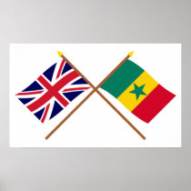 UK and Senegal Crossed Flags Posters
