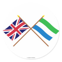 UK and Sierra Leone Crossed Flags Stickers