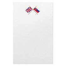 UK and Slovakia Crossed Flags Custom Stationery