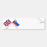 UK and Slovenia Crossed Flags Bumper Sticker