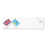 UK and St Lucia Crossed Flags Bumper Stickers