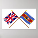 UK and Swaziland Crossed Flags Print