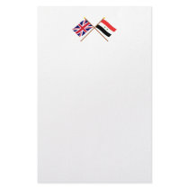 UK and Syria Crossed Flags Custom Stationery