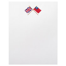 UK and Taiwan Crossed Flags Personalized Letterhead