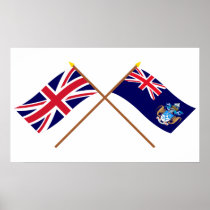 UK and Tristan da Cunha Crossed Flags Print