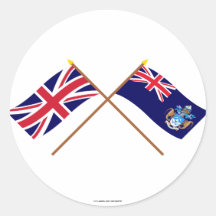UK and Tristan da Cunha Crossed Flags Round Sticker